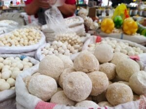 Kurut balls sold at Bishkek's Osh Bazaar