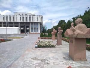 manaschi statues philharmonic bishkek