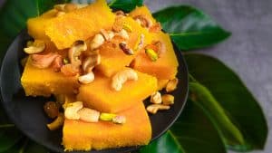 Indian halva with saffron
