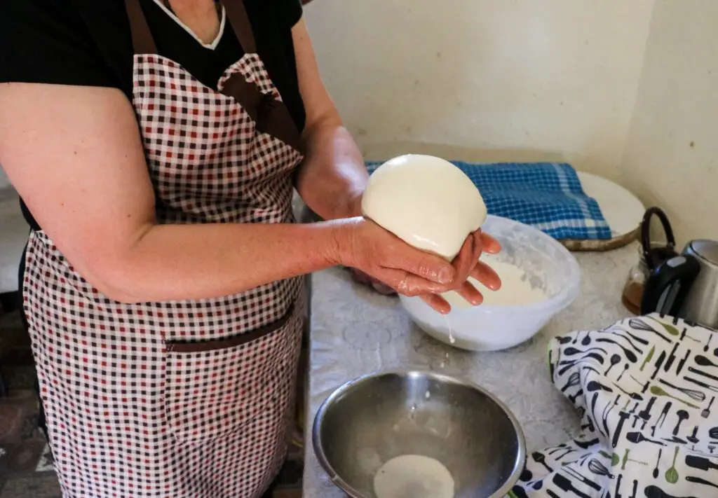 Georgian cheese made by hand