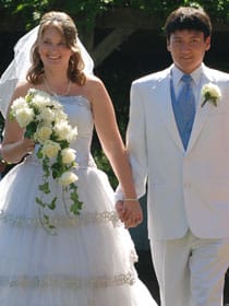 Genna and Rakhat at their wedding ceremony held in America for family and friends who could not attend the first ceremony, which was held in Kyrgyzstan..