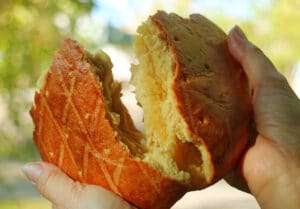 Gata, an Armenian Sweet Bread Filled with Butter Sugar and Flour Mixed Together