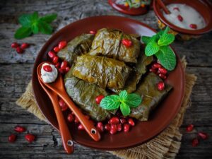 Uzbek Cuisine food dolma qatiq