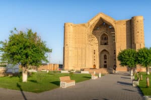 The mausoleum of Khoja Ahmed Yasawi in the city of Turkestan, in Kazakhstan.