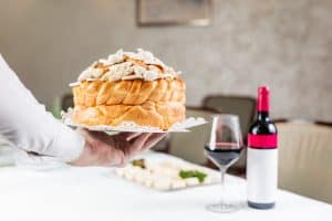 Pogača bread and wine are commonly consumed on Easter in Serbia.