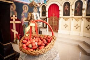 Red eggs Serbian church