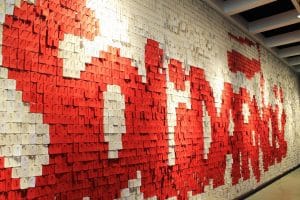 The Solidarity community wall at the European Solidarity Centre in Gdansk, Poland.