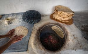 Flatbread cooked in a tandoor in Turkey.