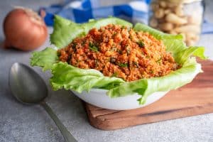 Turkish traditional homemade food kısır. Bulgur food